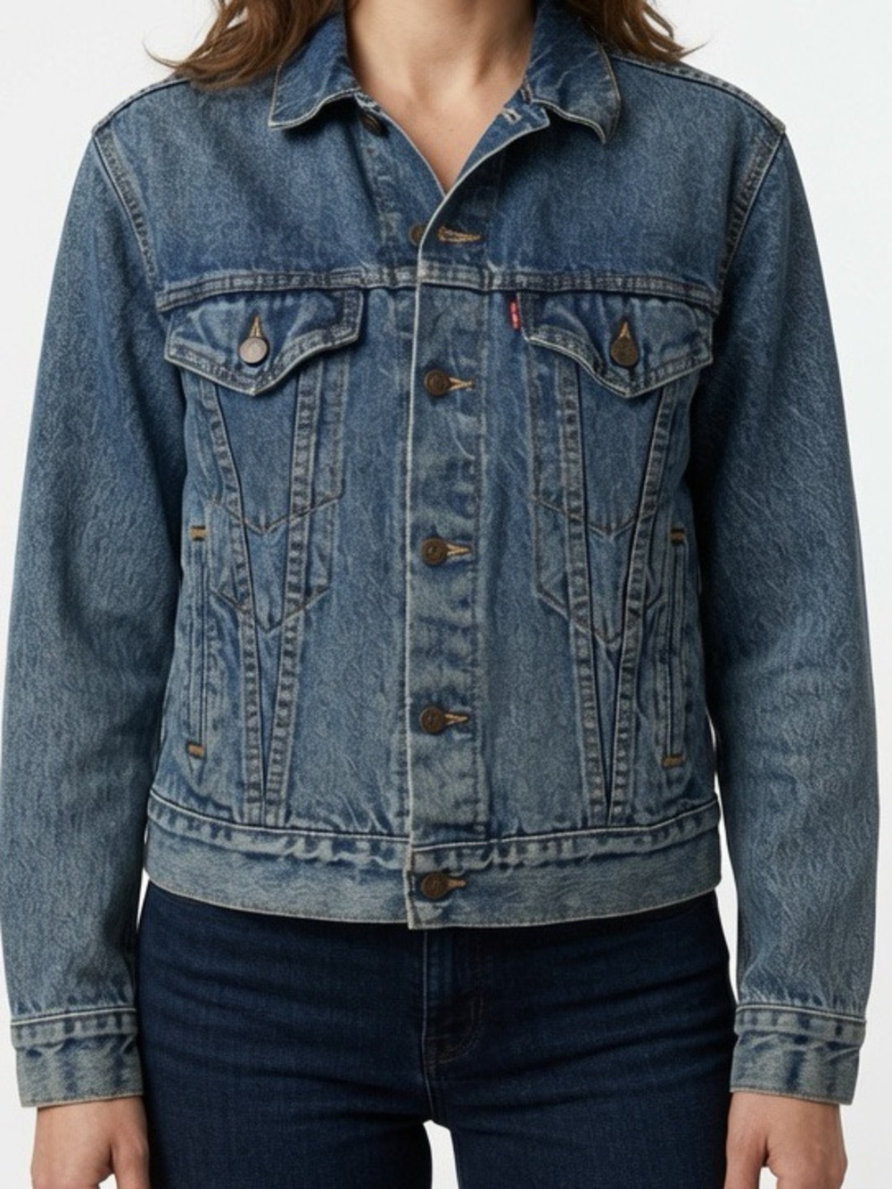 Vintage 1988 Levi's Faded Blue Denim Double Horse Tag Trucker Jacket L RARE